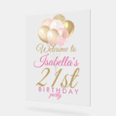 21e verjaardag van de Glitter-ballonnen Acryl Bord (Hoek)