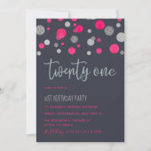 21e verjaardag van de glitter confetti uitnodiging (Voorkant)