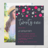 21e verjaardag van de glitter confetti uitnodiging (Voorkant / Achterkant)