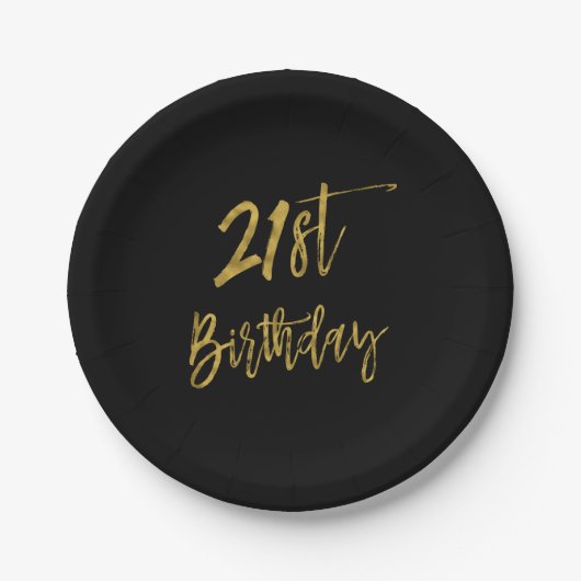 21e verjaardag van de gouden folie papieren bordje (Voorkant)