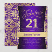 21e verjaardag van de goudprijs - Paars  Kaart (Voorkant / Achterkant)