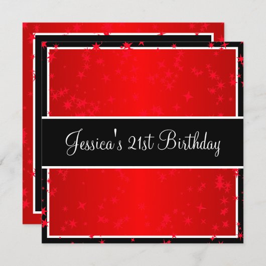 21e verjaardag van de Helderrode sterren in zwart- Kaart (Voorkant / Achterkant)