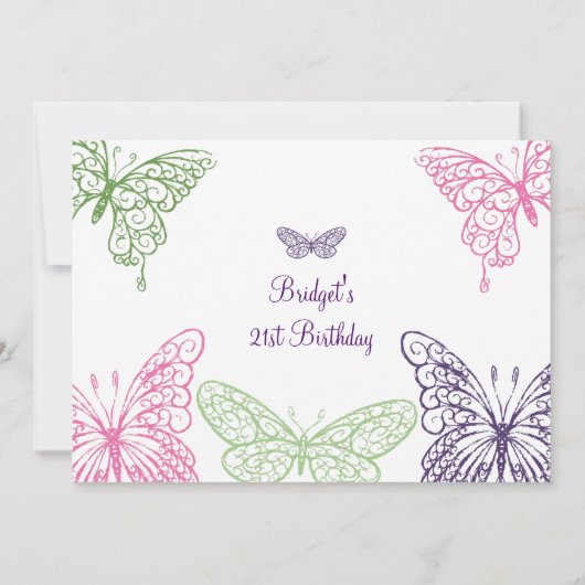 21e verjaardag van de kleurrijke fluitbuikvlies kaart (Achterkant)