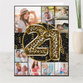 21e verjaardag van de Leopard-pagina Gold-ballonne Kaart (Voorkant)