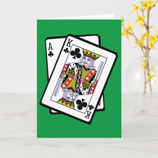 21e verjaardag van de luie en koning van de clubs kaart (Gele Bloem)