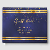 21e verjaardag van de marjolein-blauwe goudconfett gastenboek (Voorkant)