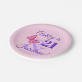 21e verjaardag van de meisjespartij papieren bordje (Gekanteld)