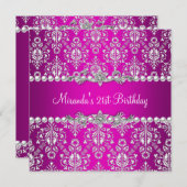 21e verjaardag van de opgerolde witte Pearl Lace Kaart (Voorkant / Achterkant)