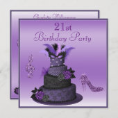 21e verjaardag van de Paarse divabak, de Sparkle H Kaart (Voorkant / Achterkant)