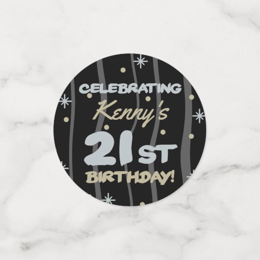 21e verjaardag van de partij voegt Jouw naam toe Confetti (Kleine voorkant)