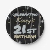 21e verjaardag van de partij voegt Jouw naam toe Papieren Bordje (Voorkant)