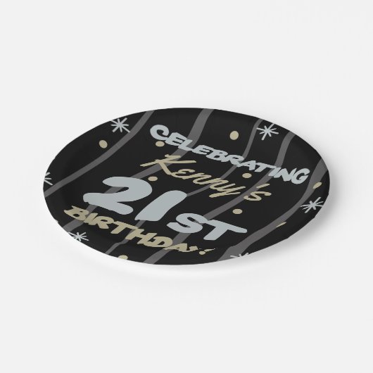 21e verjaardag van de partij voegt Jouw naam toe Papieren Bordje (Gekanteld)