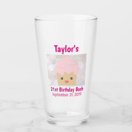 21e verjaardag van de prijs voor roze koekjes glas