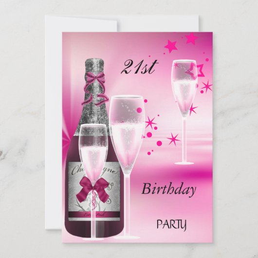 21e verjaardag van de roze Champagne 21 Kaart (Voorkant)