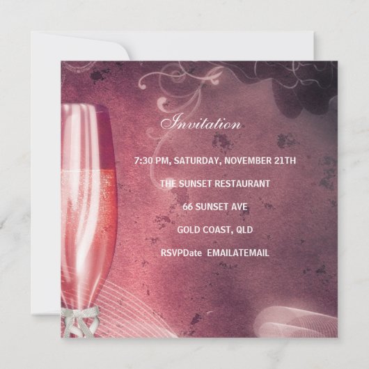 21e verjaardag van de roze champagne Glass Bow 2 Kaart (Achterkant)