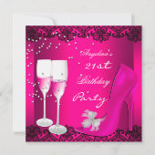 21e verjaardag van de roze Champagne High Hiel Sho Kaart (Voorkant)