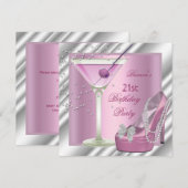 21e verjaardag van de Roze Martini Hoge Hiel Shoes Kaart (Voorkant / Achterkant)