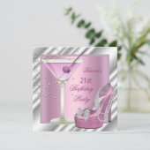 21e verjaardag van de Roze Martini Hoge Hiel Shoes Kaart (Staand voorkant)