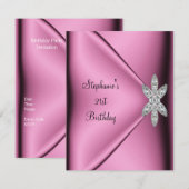 21e verjaardag van de roze zijde van de diamanten  kaart (Voorkant / Achterkant)