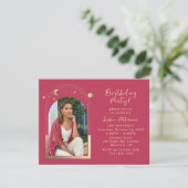 21e verjaardag van de Selderfgoedfoto Magenta Gold Kaart (Staand voorkant)