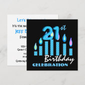 21e verjaardag van de uitnodiging Blauwe Kaarsen (Voorkant / Achterkant)