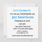 21e verjaardag van de uitnodiging Blauwe Kaarsen (Achterkant)