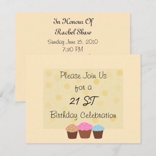 21e verjaardag van de verjaardag kaart (Voorkant / Achterkant)