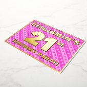 21e verjaardag van de vuurroze harten en staven folie uitnodiging (Gedraaid)