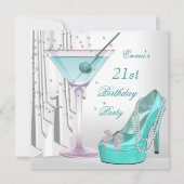 21e verjaardag van de Witte Blauwgroen Martini Pea Kaart (Voorkant)