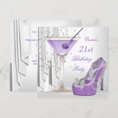 21e verjaardag van de Witte Lila Martini Pearl Sho Kaart (Voorkant / Achterkant)