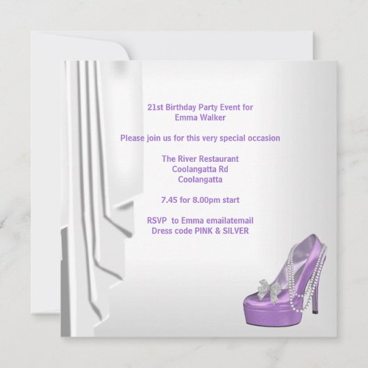 21e verjaardag van de Witte Lila Martini Pearl Sho Kaart (Achterkant)