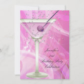 21e verjaardag van de Witte Roze Martini Kaart (Voorkant)