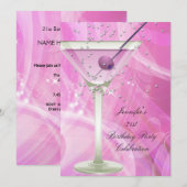 21e verjaardag van de Witte Roze Martini Kaart (Voorkant / Achterkant)