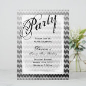 21e verjaardag van de zwarte Chevron Grunge Invite Kaart (Staand voorkant)