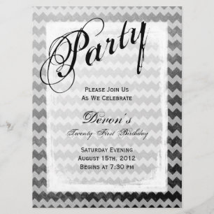 21e verjaardag van de zwarte Chevron Grunge Invite Kaart