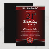 21e verjaardag van de zwarte en rode verrassingsfe kaart (Voorkant / Achterkant)