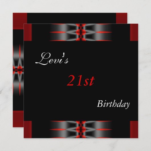 21e verjaardag van de zwarte uitnodiging van het R (Voorkant / Achterkant)