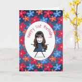 21e verjaardag van denim kaart (Gele Bloem)