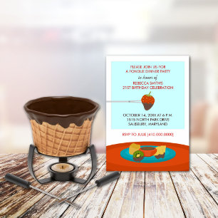 21e verjaardag van Fondue Dinner Party Uitnodiging