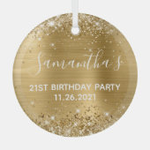 21e verjaardag van Glittery Gold Foil Glas Ornament (Voorkant)