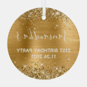 21e verjaardag van Glittery Gold Foil Glas Ornament (Achterkant)