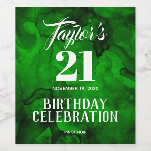 21e verjaardag van het groene naar zwarte Waterver Wijn Etiket (Enkel label)