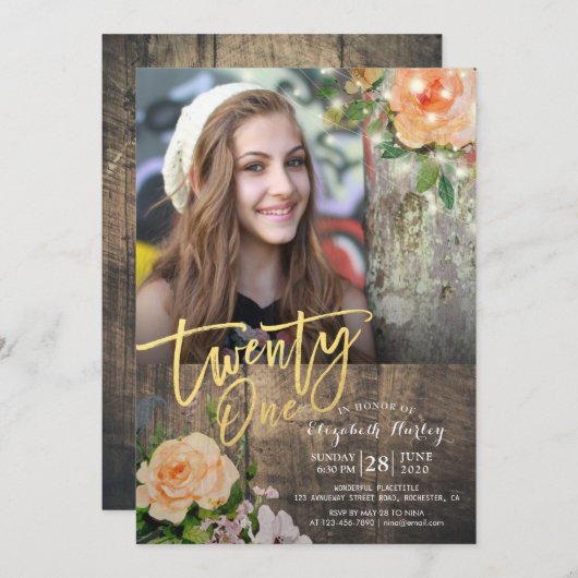 21e verjaardag van het Koord van het Hout van het  Kaart (Voorkant / Achterkant)