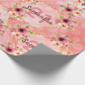 21e verjaardag van het koraal goudbloemen cadeaupapier (Hoek)