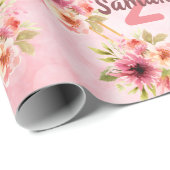 21e verjaardag van het koraal goudbloemen cadeaupapier (Rol Hoek)