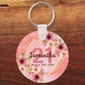 21e verjaardag van het koraal goudbloemen sleutelhanger (Voorkant)