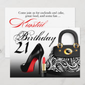 21e verjaardag van Posh Purse, High Heels en Lipst Kaart (Voorkant / Achterkant)