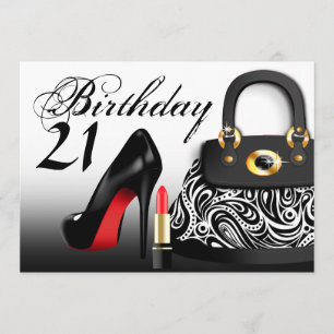 21e verjaardag van Posh Purse, High Heels en Lipst Kaart