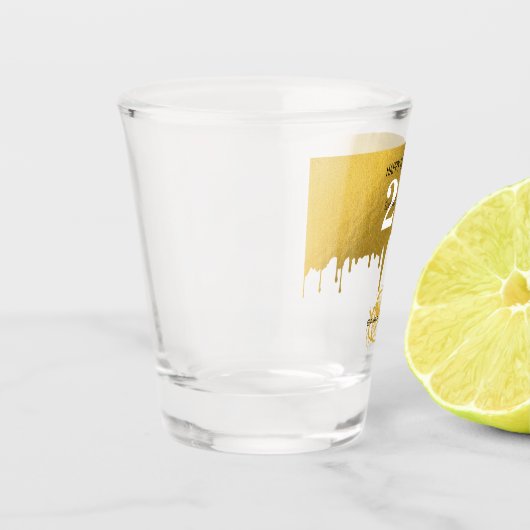 21e verjaardag van Trendy Gold Metallic Drips Shot Glas (Links)