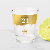 21e verjaardag van Trendy Gold Metallic Drips Shot Glas (Voorkant)